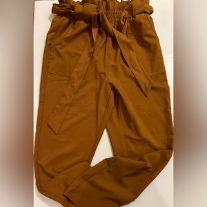 GRACE KARIN Women's Slim Casual Cropped Paper Bag Waist Pants with Pockets